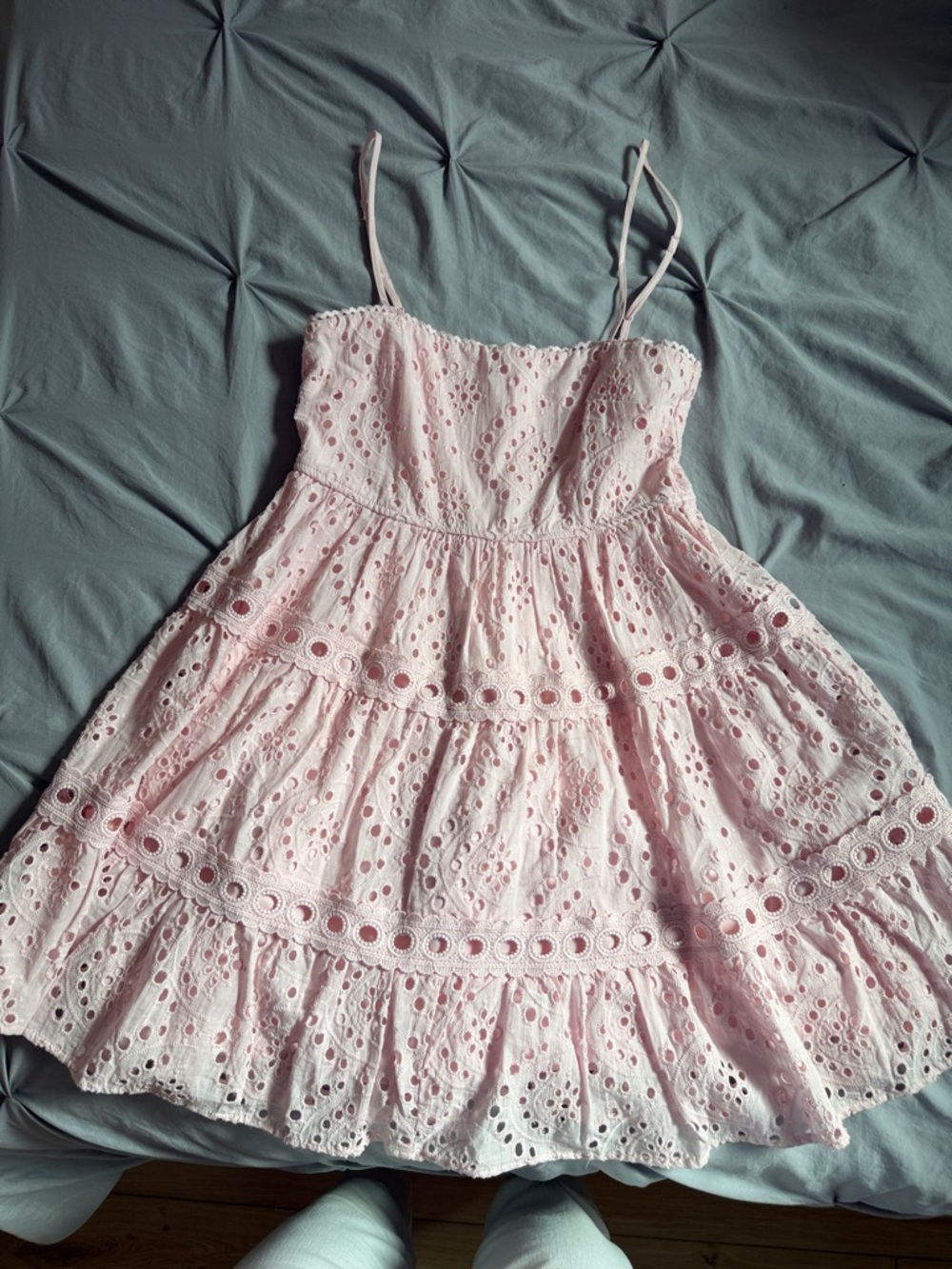 Altar’d State Pink Eyelet Tiered Sundress
